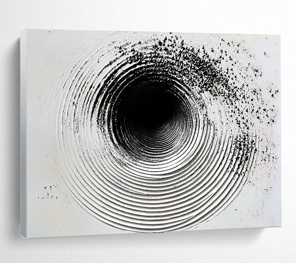 Black White Textured - Circle Abstract Painting DYP027
