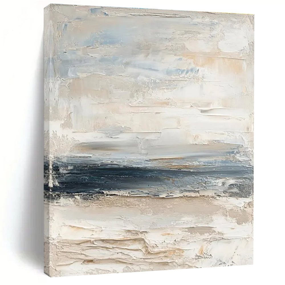 Light - toned Textured Abstract Painting with Beige and Blue ADGE298