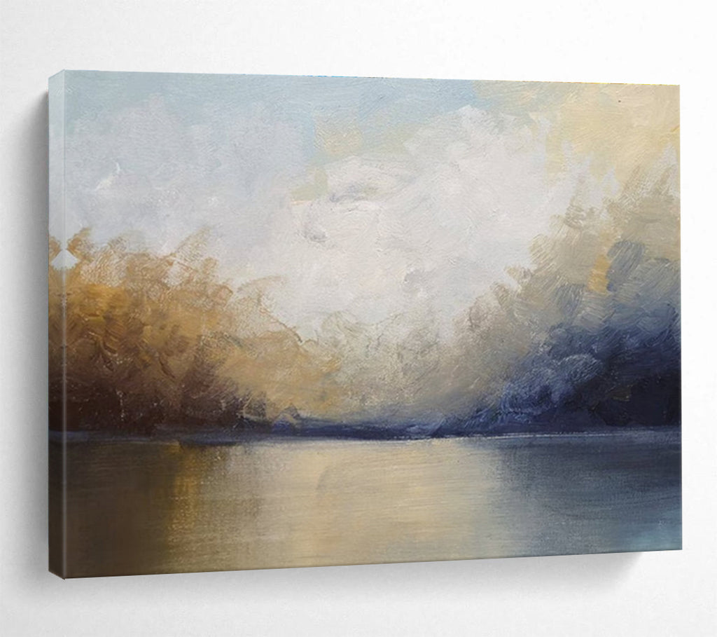 Soft Toned Lake Sky Abstract Painting THY040