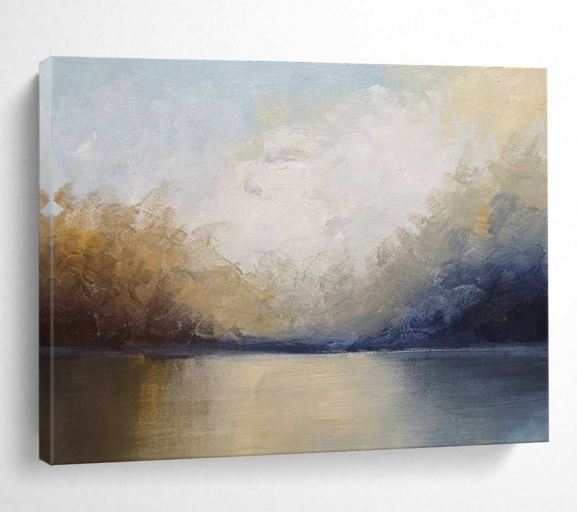 Soft Toned Lake Sky Abstract Painting THY040