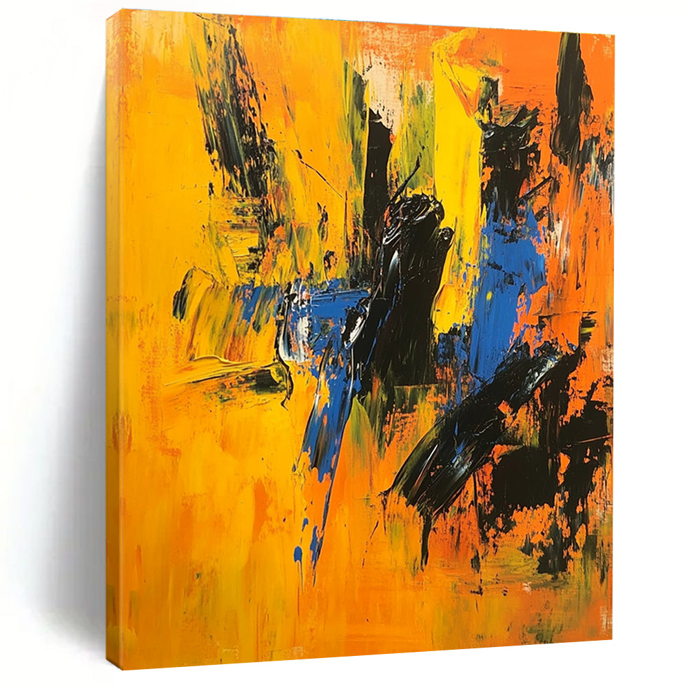 Yellow Blue Abstract Painting with Bold Strokes GER710