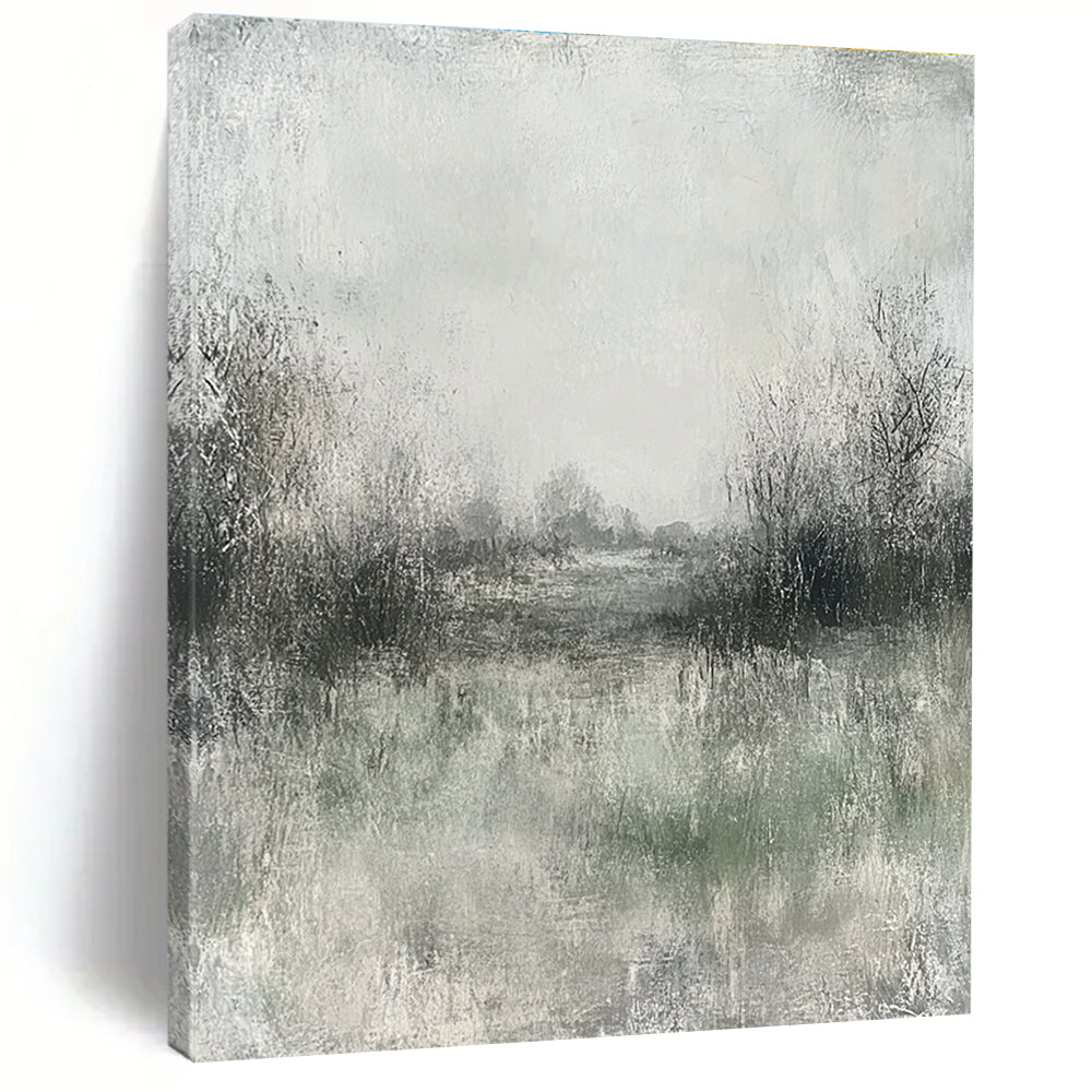 Monochromatic Landscape Abstract Painting with Textured Depths GER162