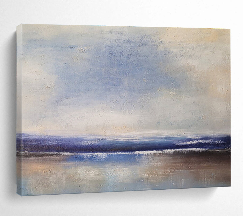 Blue Grey Serene Sea Abstract Painting THY036