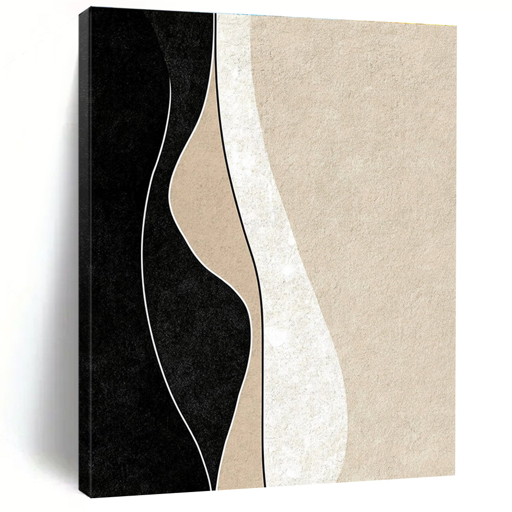 Curved Line Abstract Painting with Neutral Tones GER098