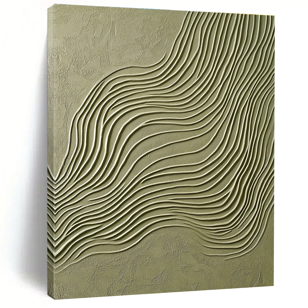 An Abstract Artwork Featuring Elegant Olive Green and White Lines, Perfect for Showcasing Product Designs and Architectural Drawings.STSC940