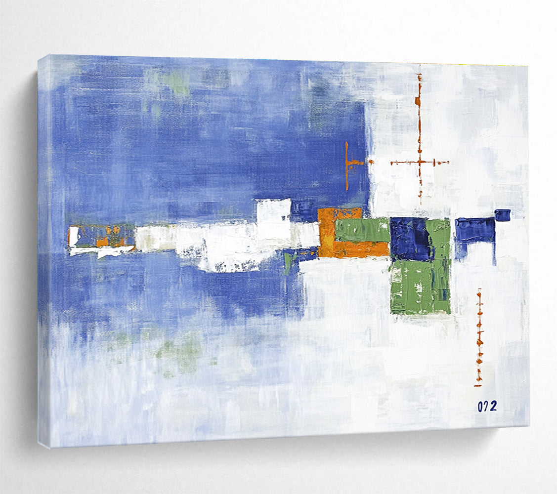 Blue and Green Geometric Abstract Painting DYP086