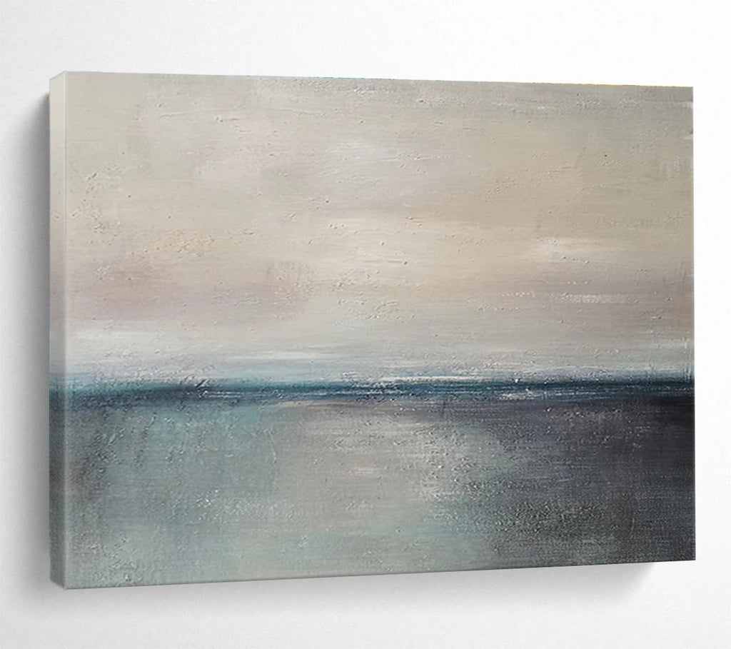 Beige Grey Minimal Sea Sky Abstract Painting THY027