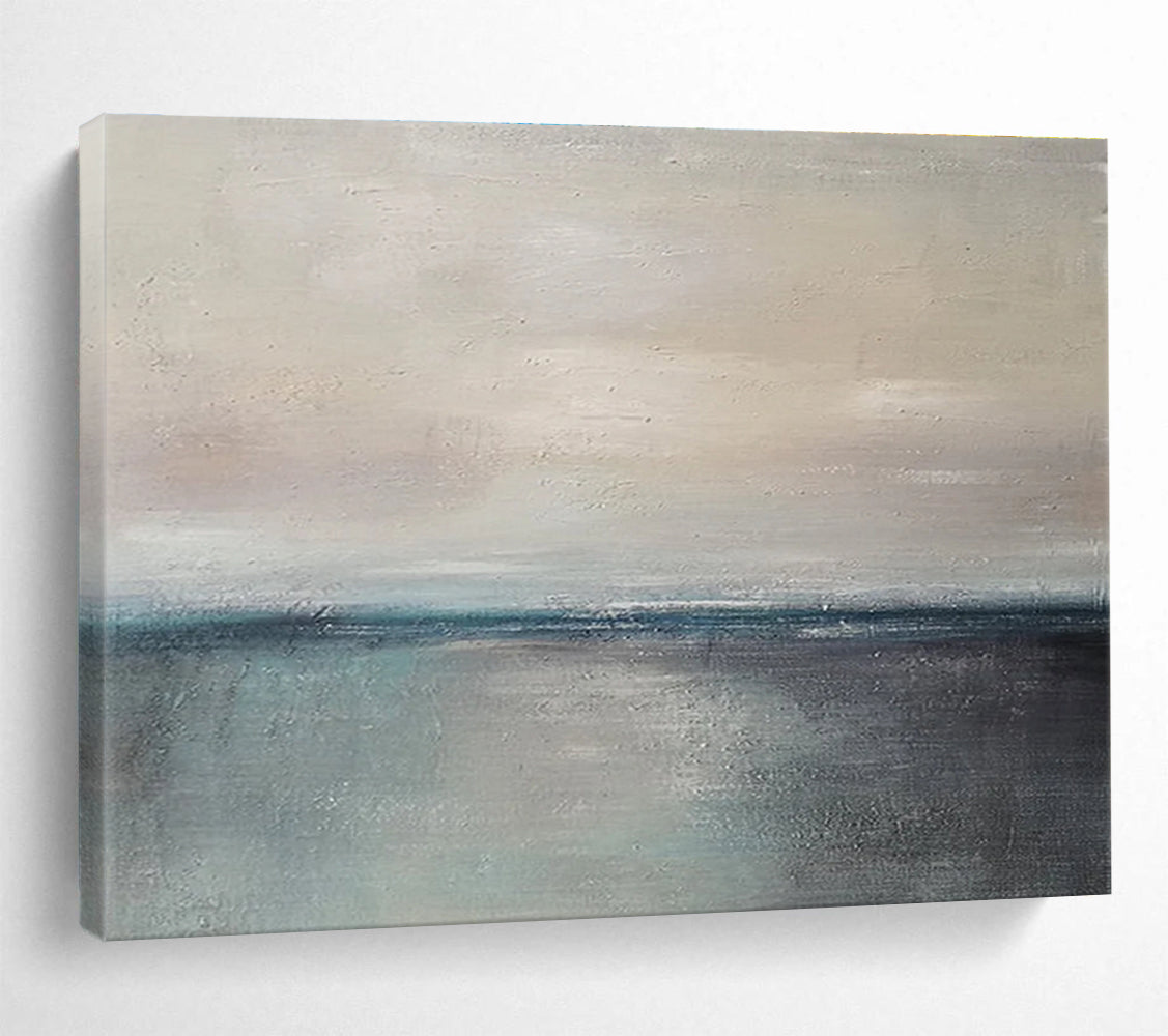 Beige Grey Minimal Sea Sky Abstract Painting THY027