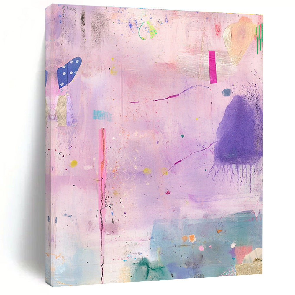 Purple - Pink Abstract Painting with Whimsical Details GER139