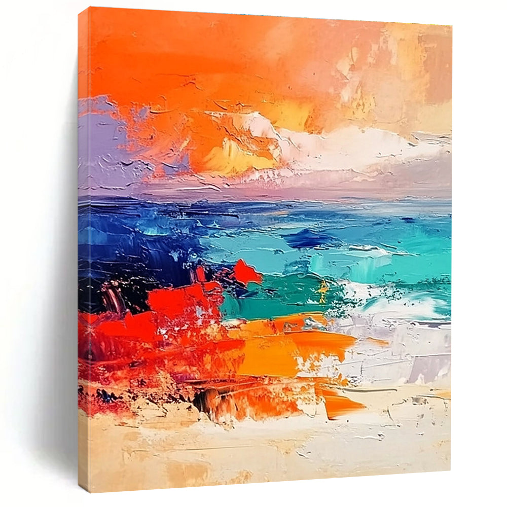 Colorful Sea Sunset Abstract Painting with Vivid Hues GER580