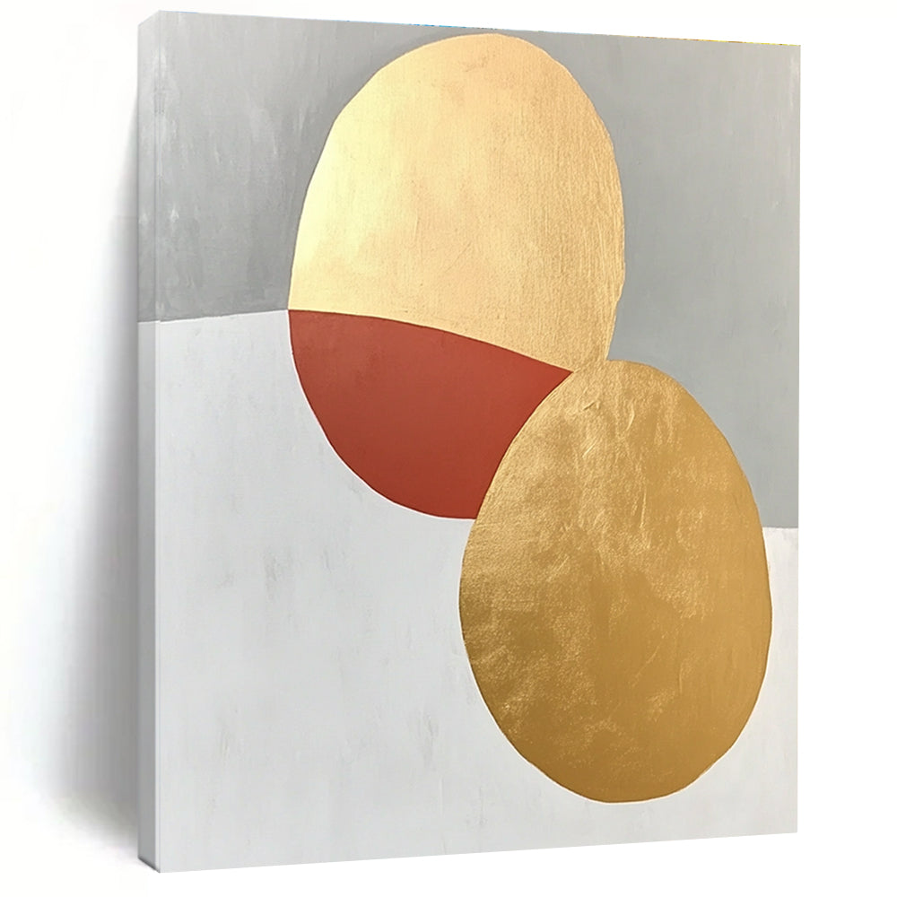 Geometric Abstract with Gold and Red Shapes GER306