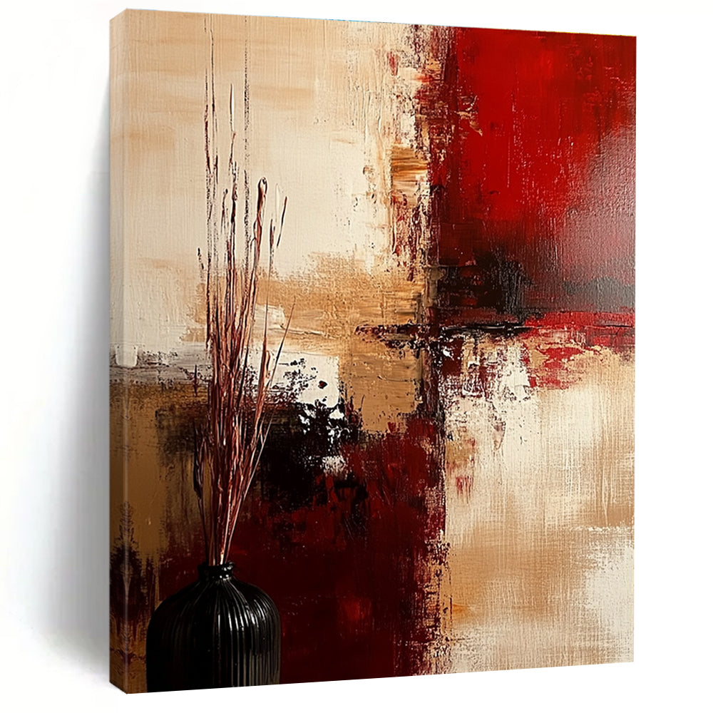 Red Beige Abstract Painting with Rich Textures GER728