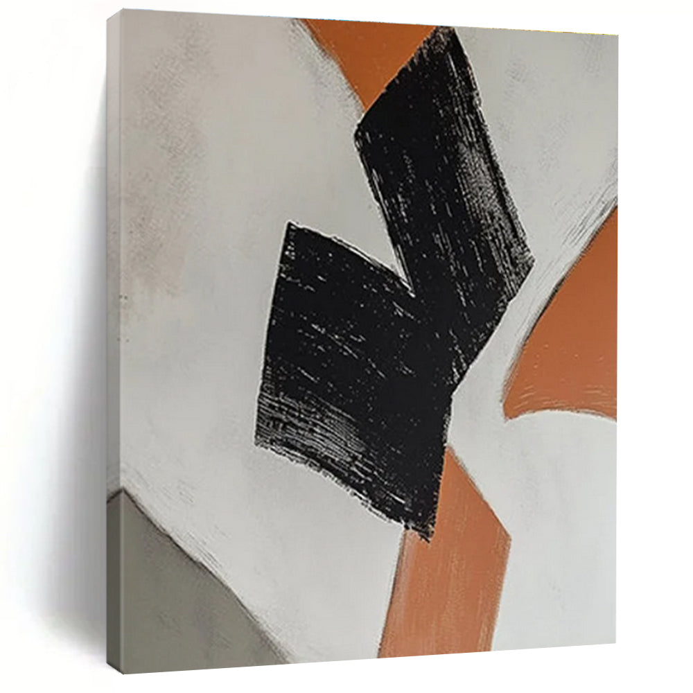 Minimalist Black and Orange Abstract Painting ADGE111