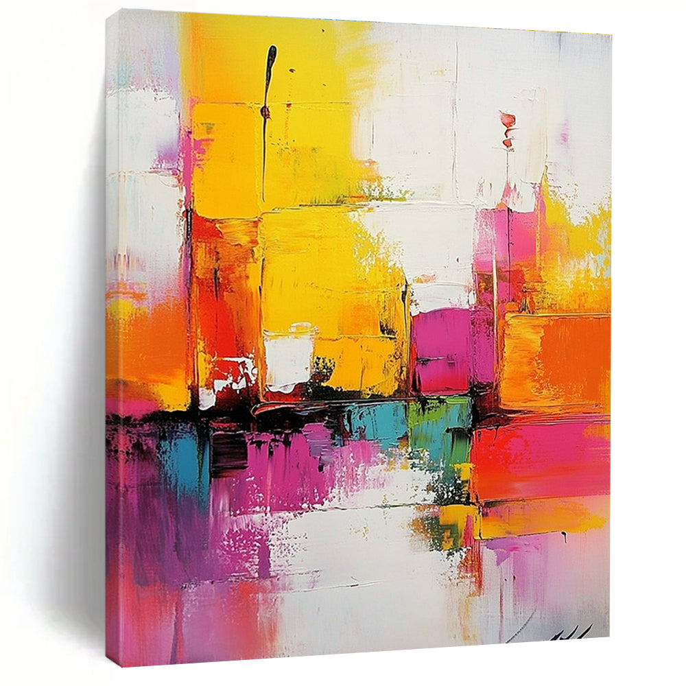 Colorful Block Abstract Painting with Vibrant Geometric Shapes GER656