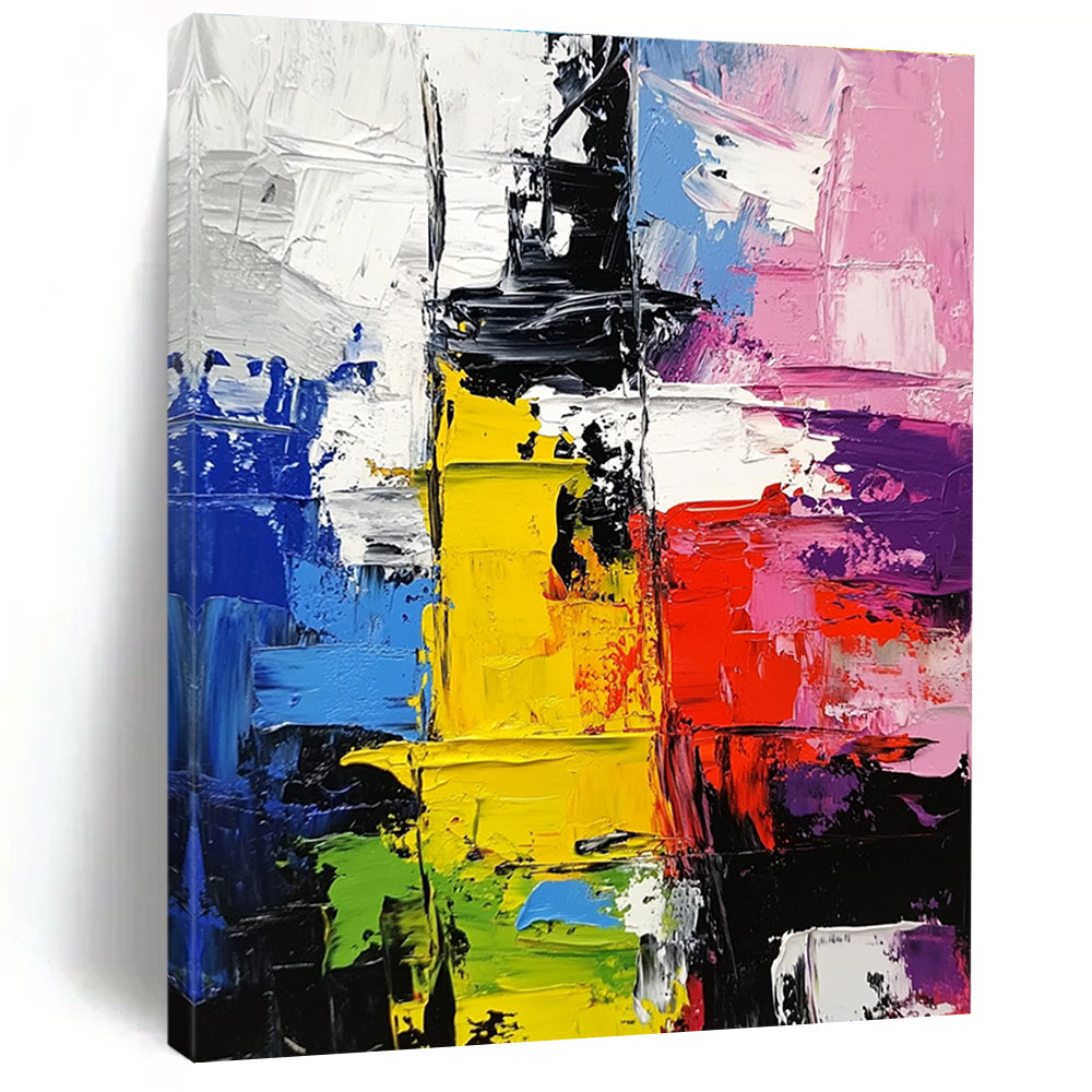 Multicolor Block Abstract Painting with Diverse Hues GER733