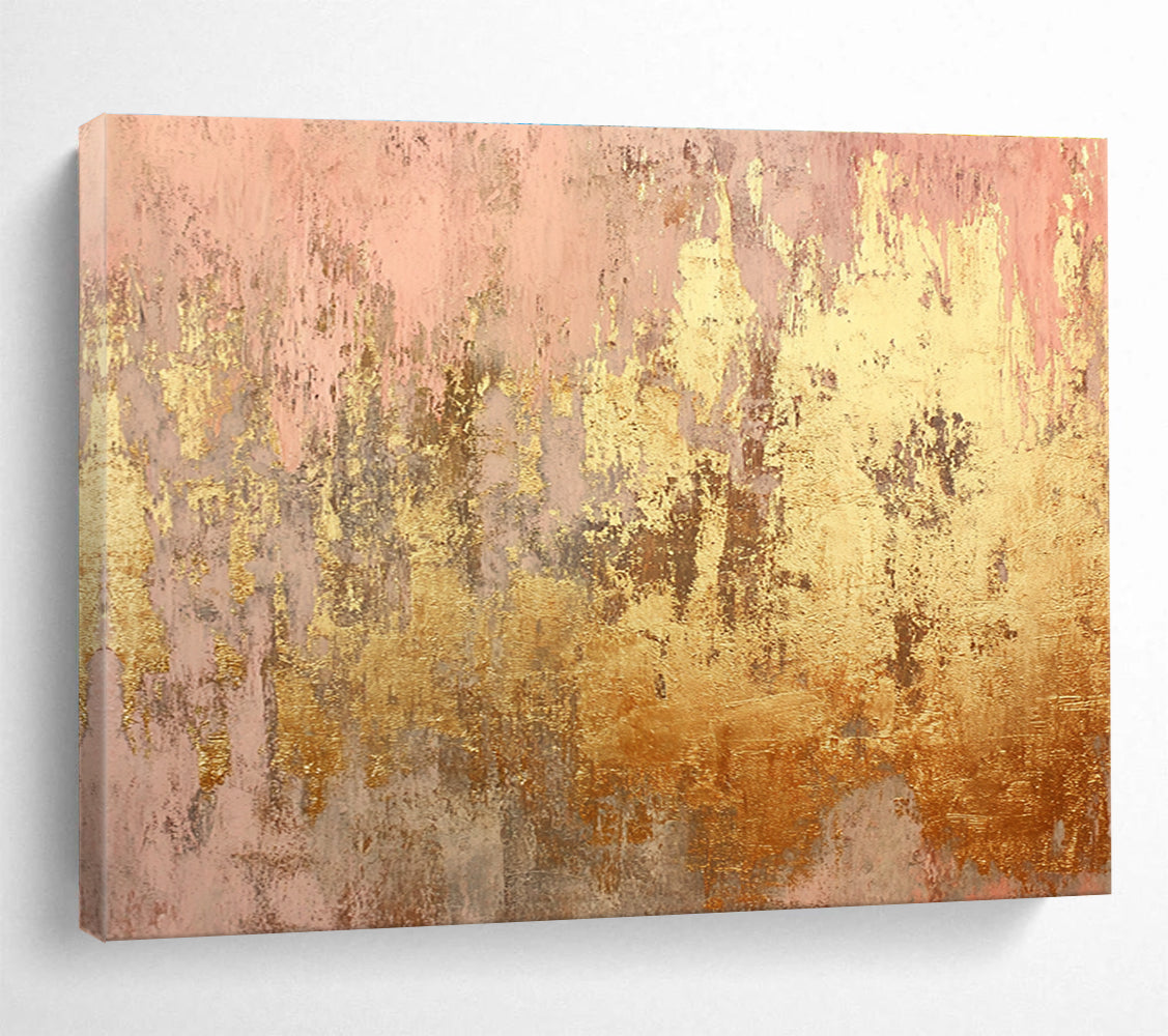 Pink and Gold Textured Abstract Painting DYP071