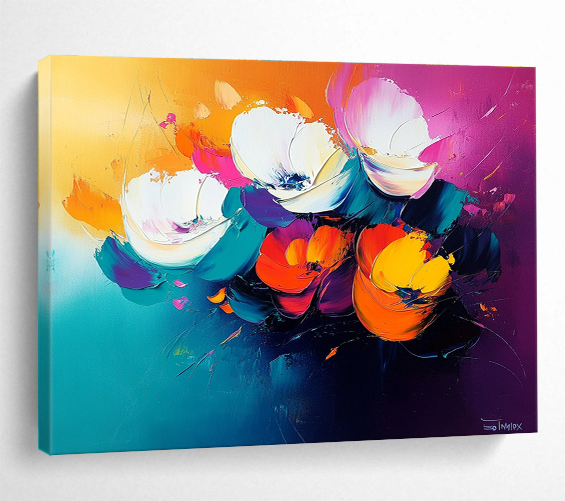 Vibrant Flower Bouquet Abstract Painting with Bold Colors DYP478