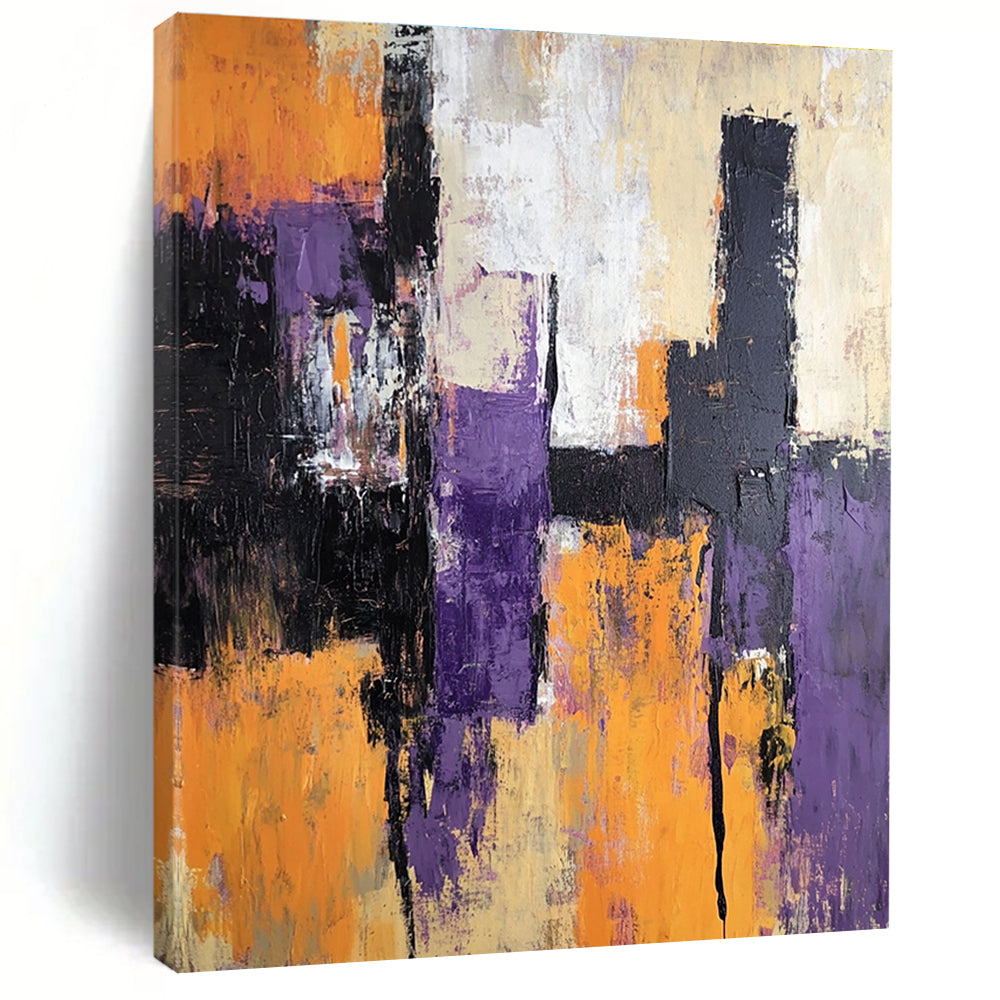 Purple and Orange Abstract Painting with Bold Strokes GER563