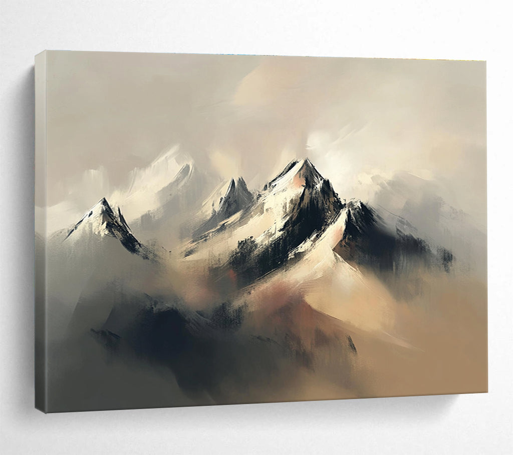Misty Mountain Abstract Painting with Soft Hues DYP459