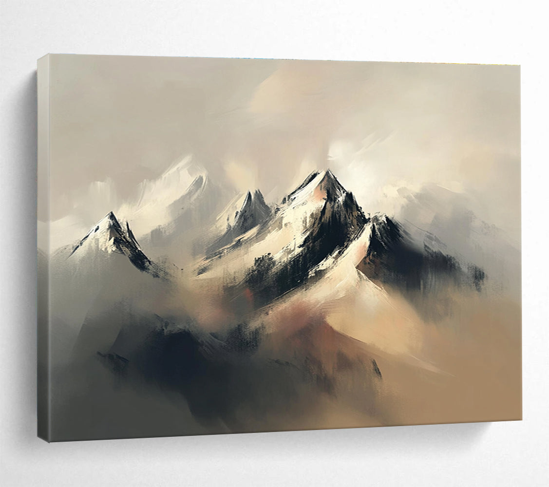 Misty Mountain Abstract Painting with Soft Hues DYP459