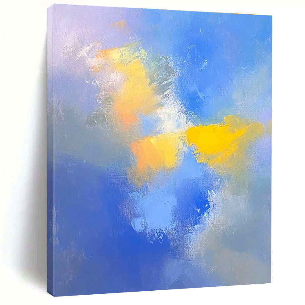 Blue and Yellow Abstract Painting with Soft Gradients GER598