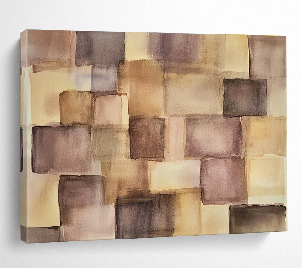 Brown and Purple Square Abstract Painting with Soft Color Blends DYP617