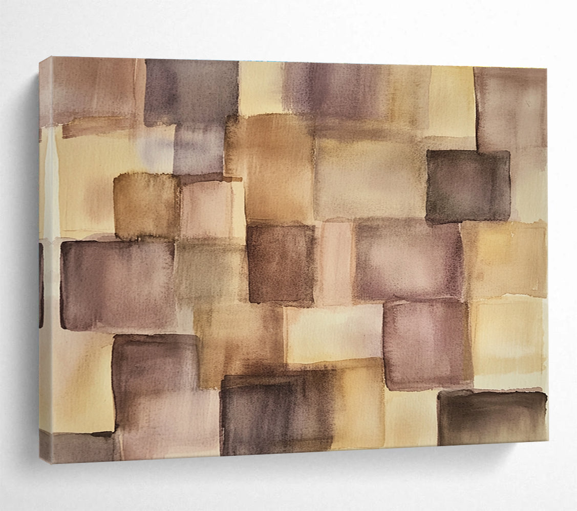 Brown and Purple Square Abstract Painting with Soft Color Blends DYP617