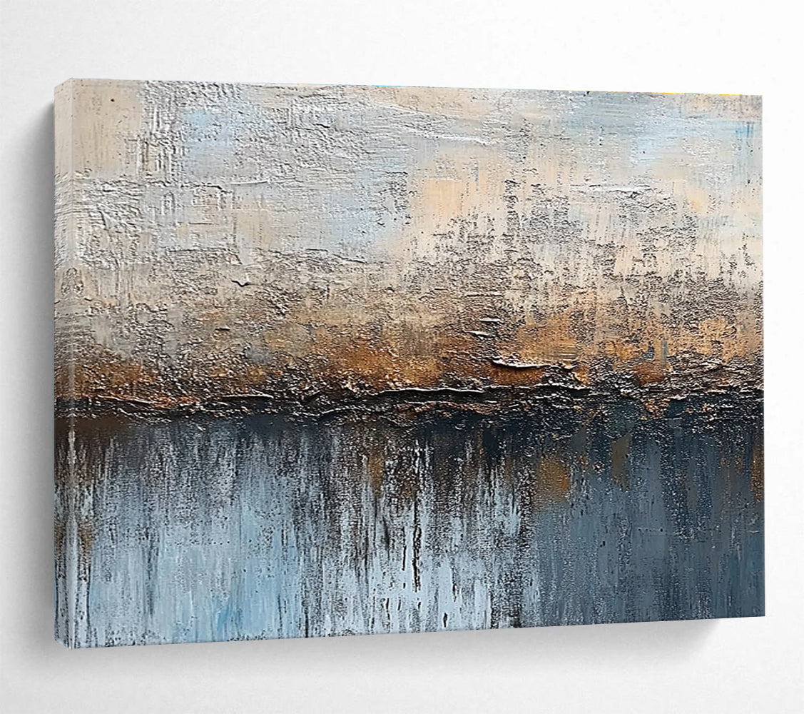 Earthy Tones Textured Abstract Painting with Reflective Elements DYP315