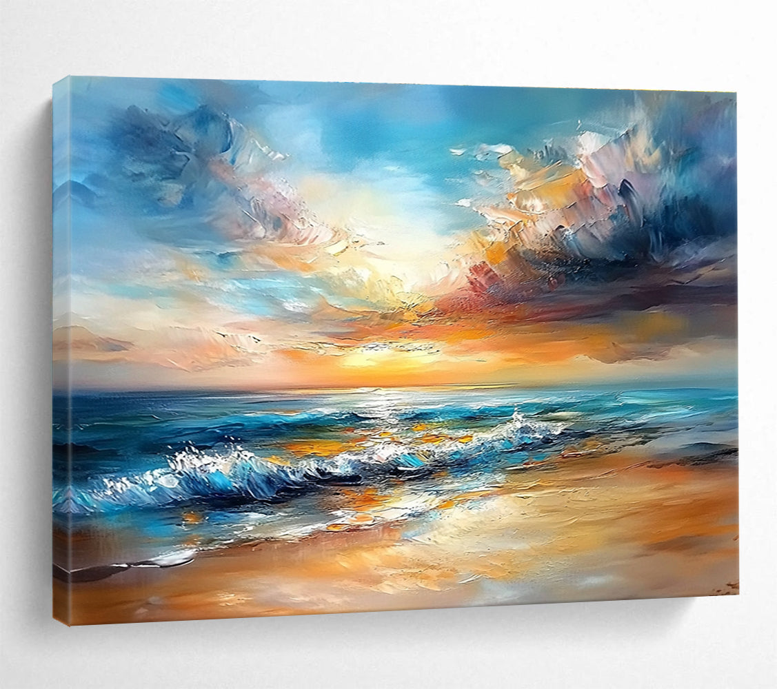 Dynamic Sunset Abstract - Dramatic Ocean Abstract Painting DYP009