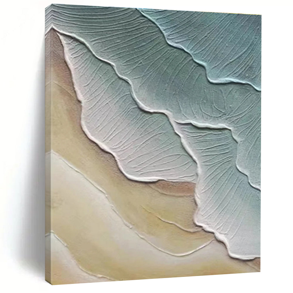 Blue and Gray Textured Leaf - like Abstract Painting ADGE342