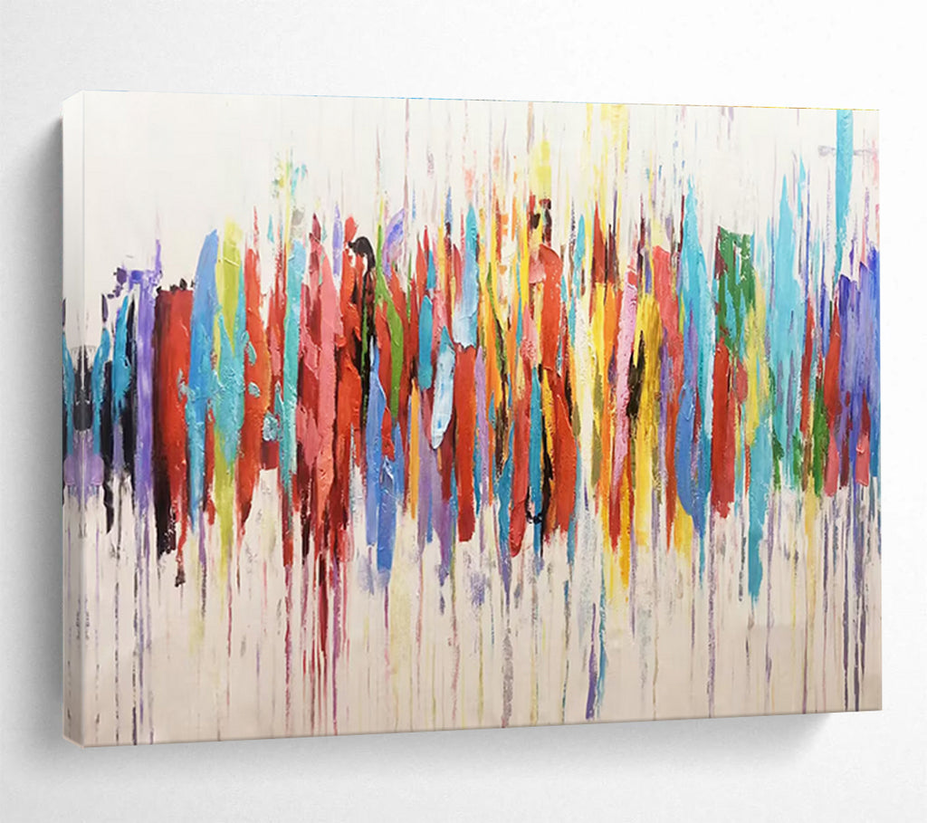 Colorful Drip Abstract Painting with Mixed Bright Hues THY211