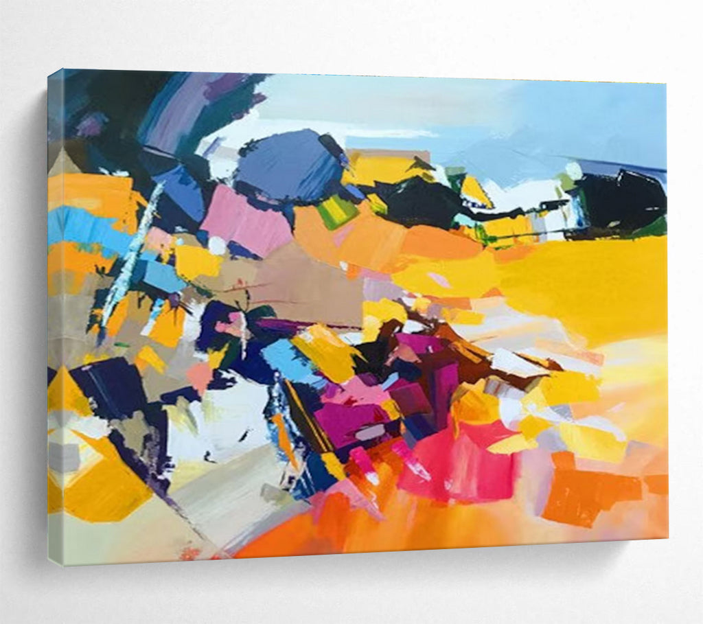 Vibrant Color Block Abstract Painting with Mixed Bold Colors THY187