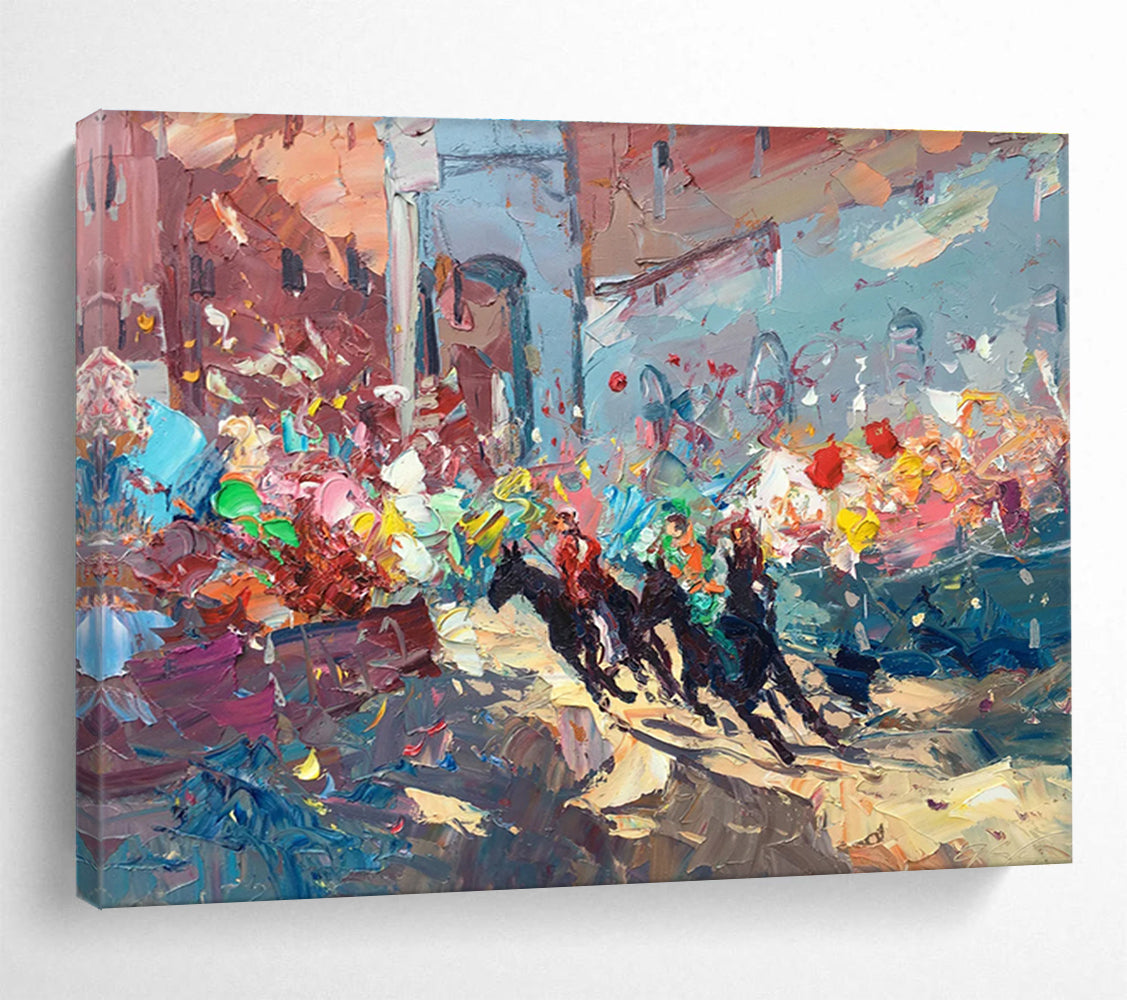 Colorful Street Race Scene Abstract Painting THY471