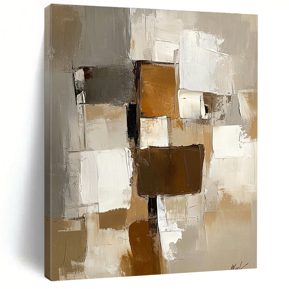 Geometric Abstract with Brown White and Gray GER337