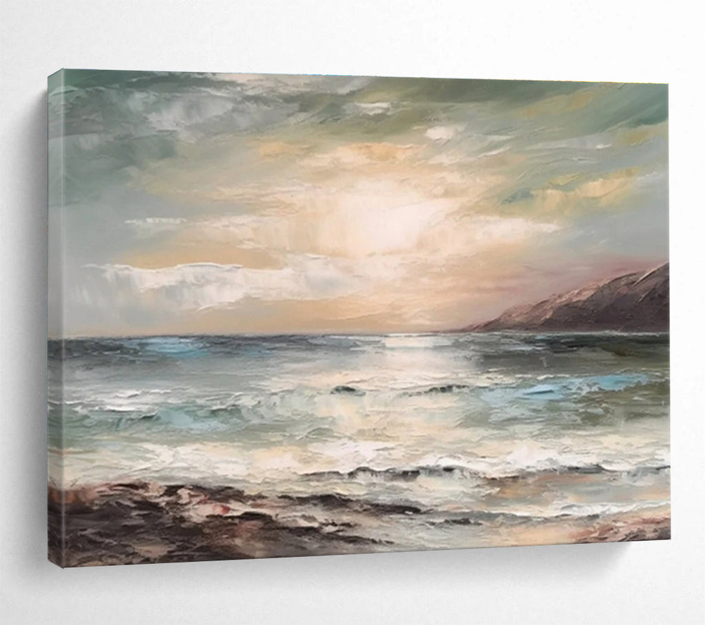 Coastal Sunset Abstract Painting with Subtle Color Blends THY316