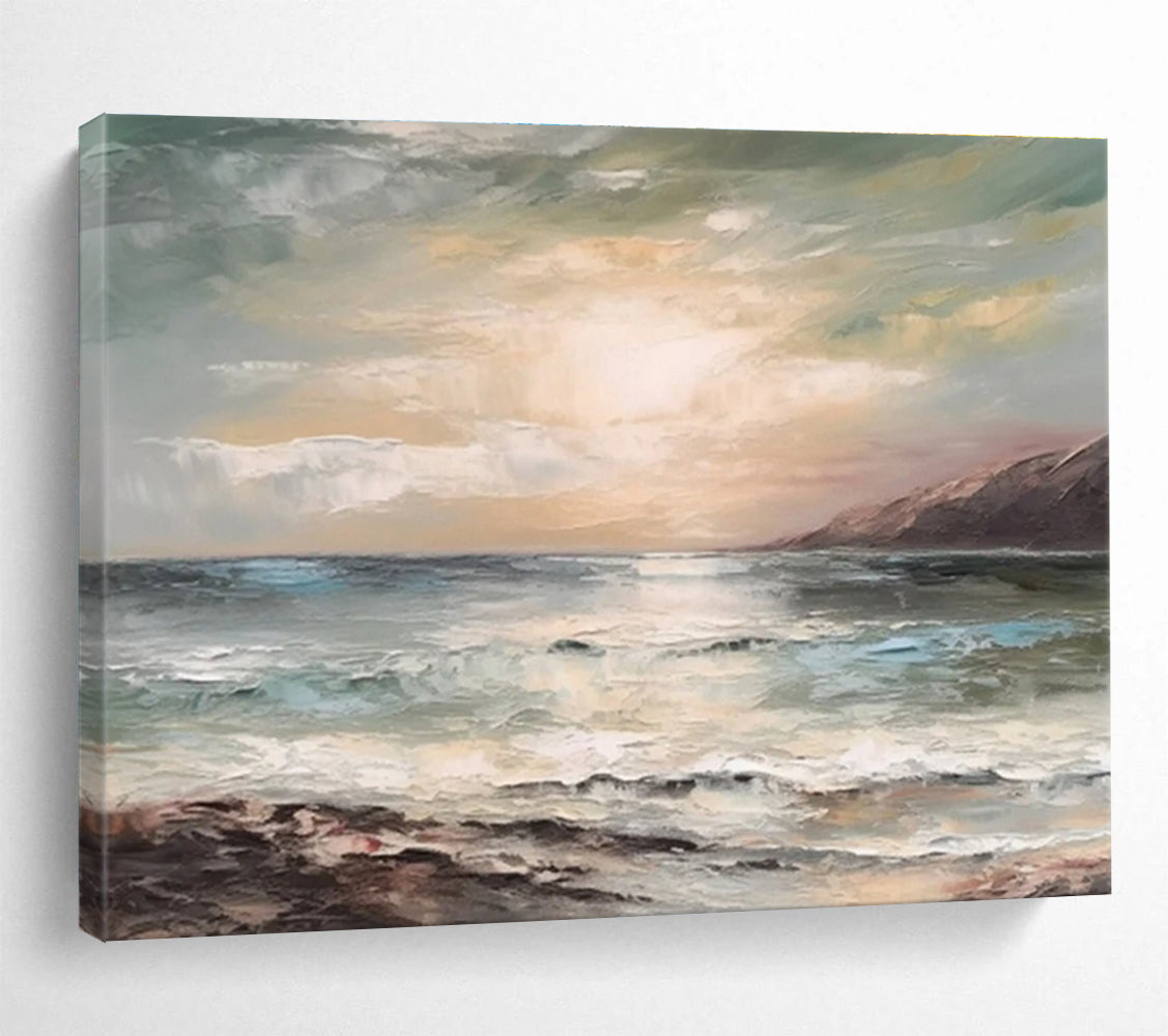 Coastal Sunset Abstract Painting with Subtle Color Blends THY316