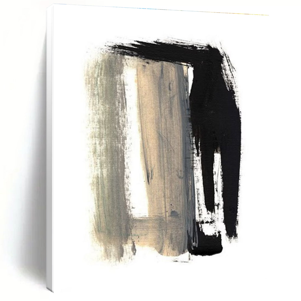 Black and Gray Bold Brushstrokes Abstract Painting ADGE157