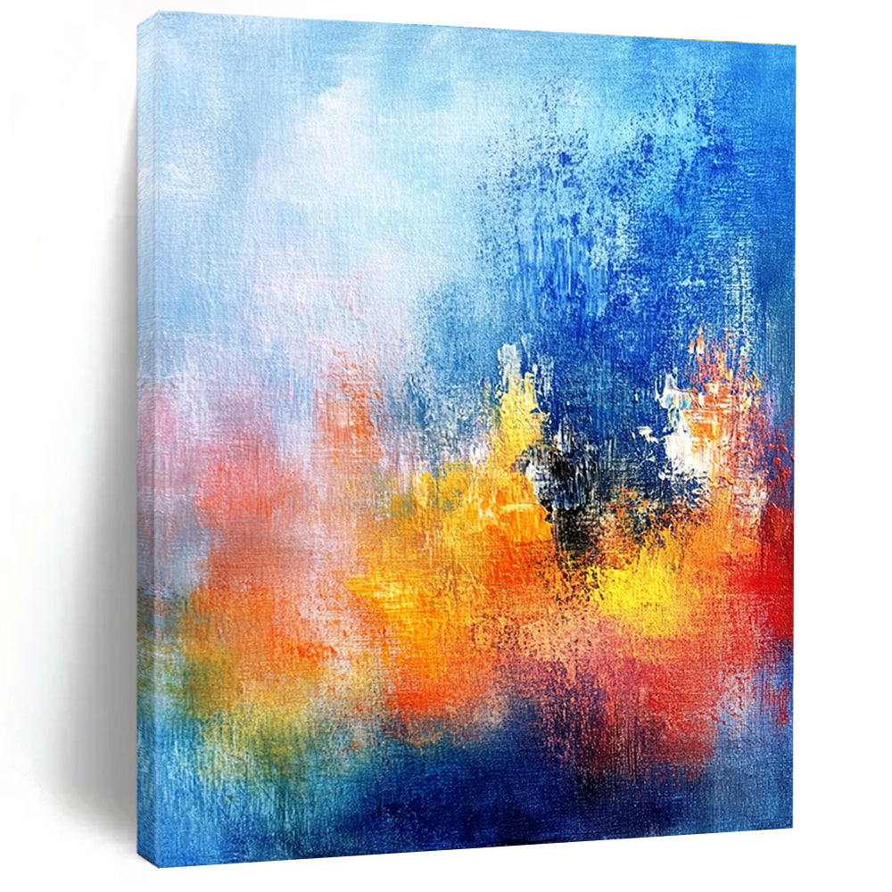Blue Orange Abstract Painting with Blended Hues GER514