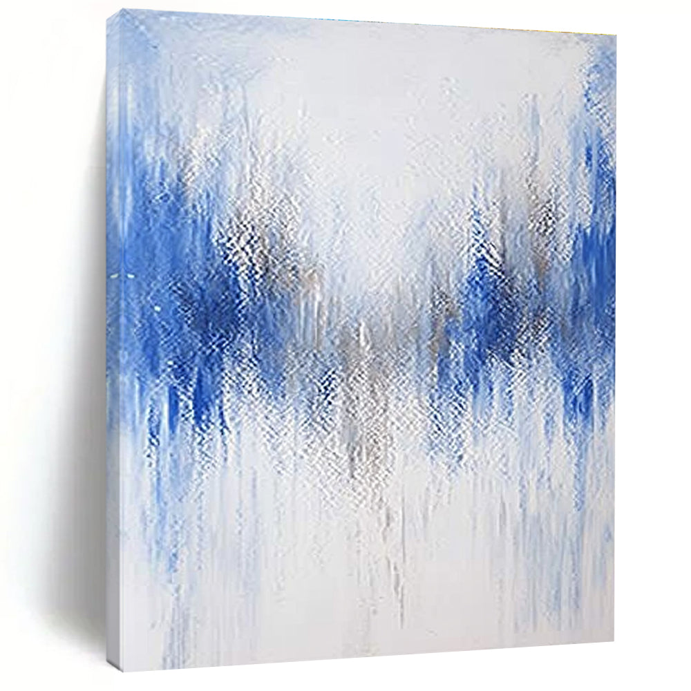 Blue and Silver Abstract Painting with Gradient Layers GER392