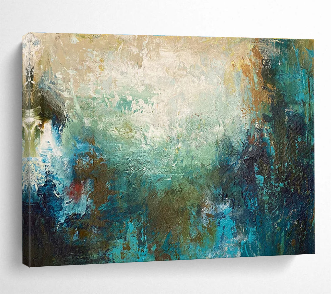 Teal Brown Abstract Painting with Calm - Ear THY Tones THY369