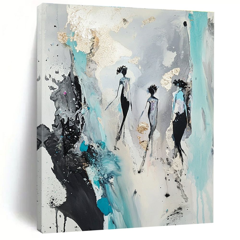 Large abstract painting on paper with pastel polka dots and stripes adorned with tiny hearts and stars at each dot's edge.STSC726