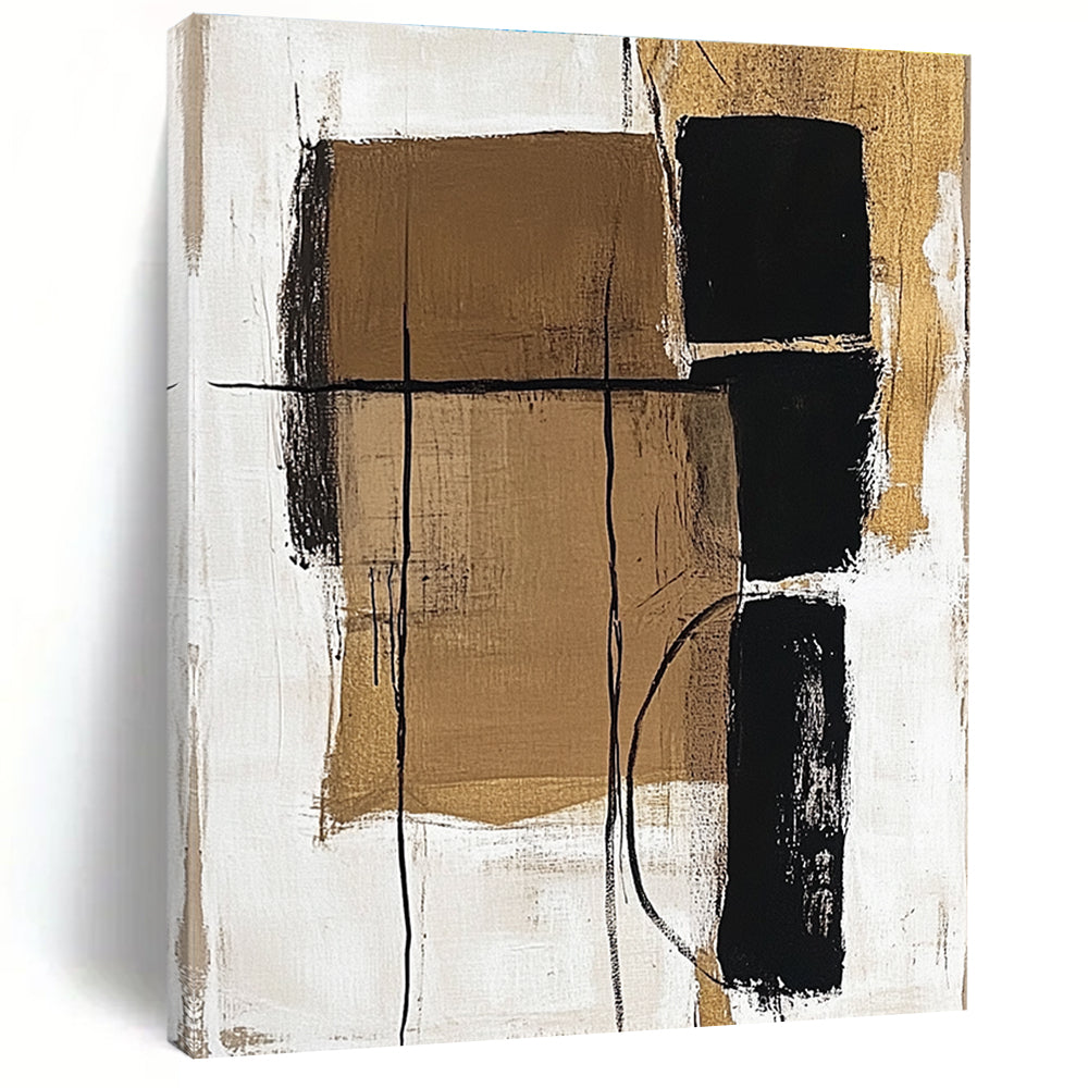 Brown Black Geometric Abstract Painting GER849