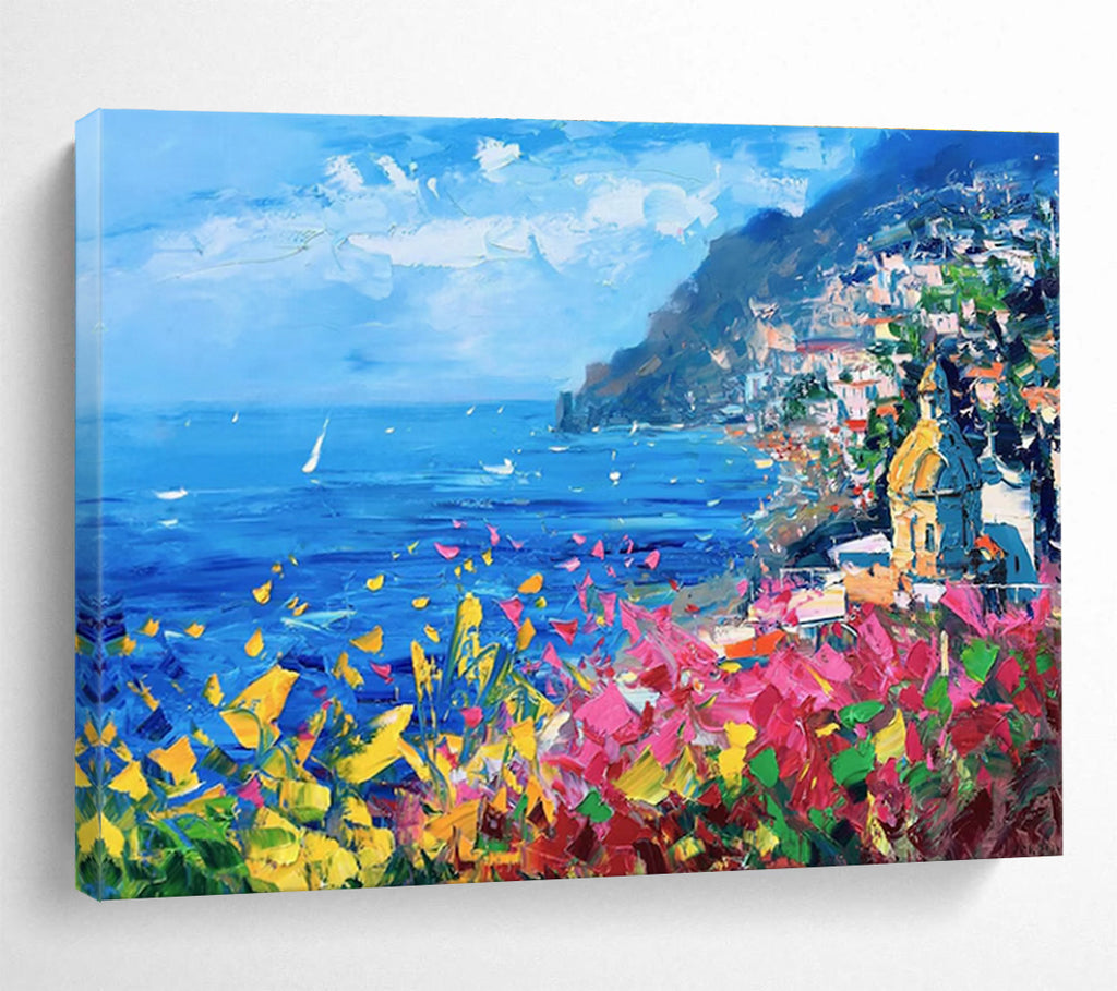Colorful Amalfi Coast Abstract Painting THY429