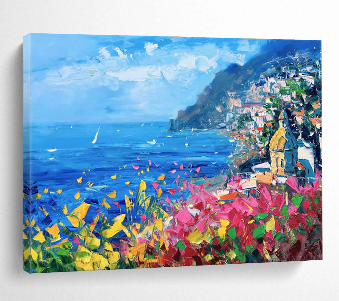 Colorful Amalfi Coast Abstract Painting THY429