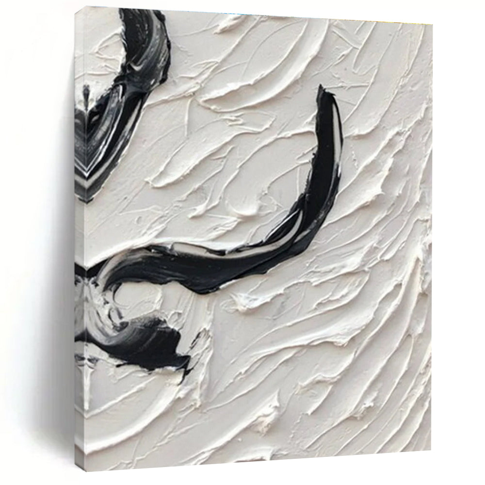 Black and White Textured Swirl Abstract Painting ADGE400
