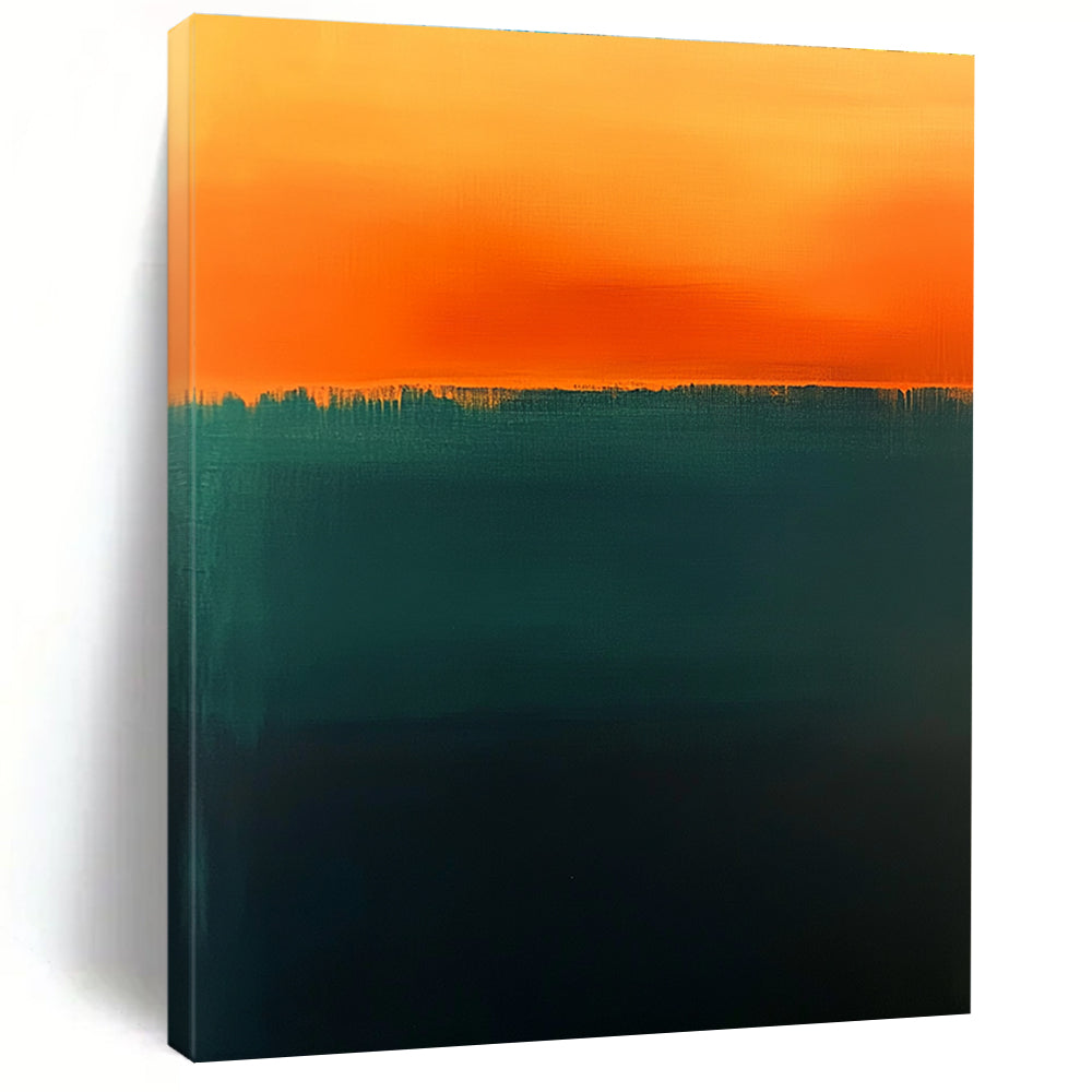 Orange and Deep Green Abstract Landscape - Inspired Painting GER223