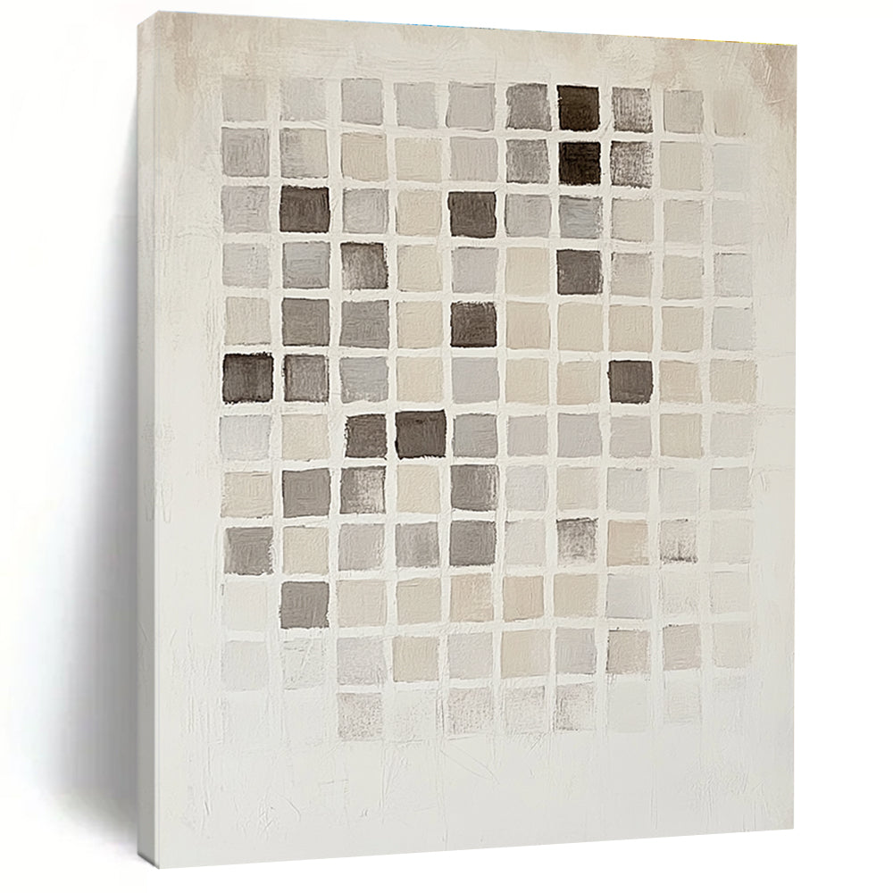 Grid - Style Neutral Tones Abstract Painting GER295