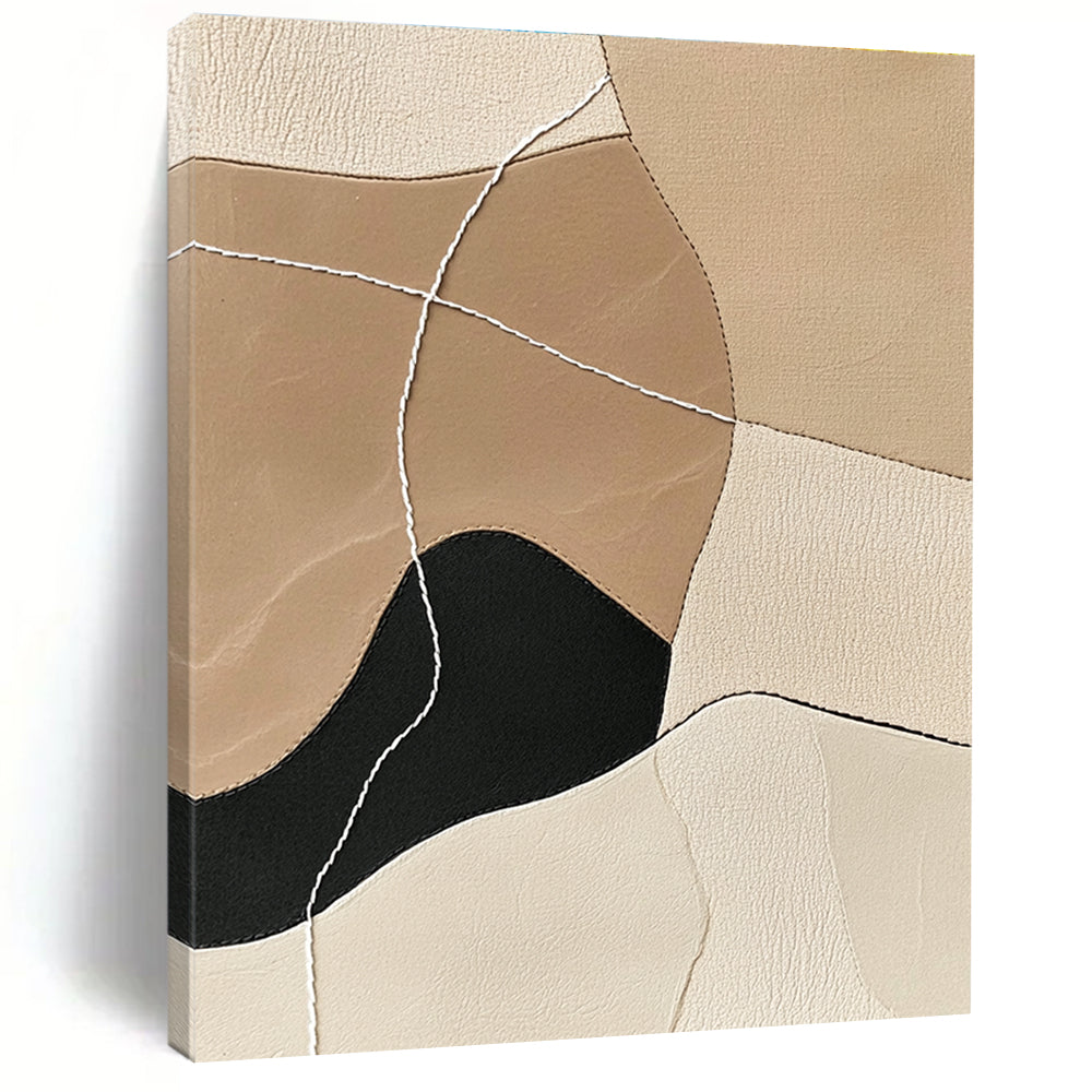 Beige Leather Patchwork Abstract Painting GER853