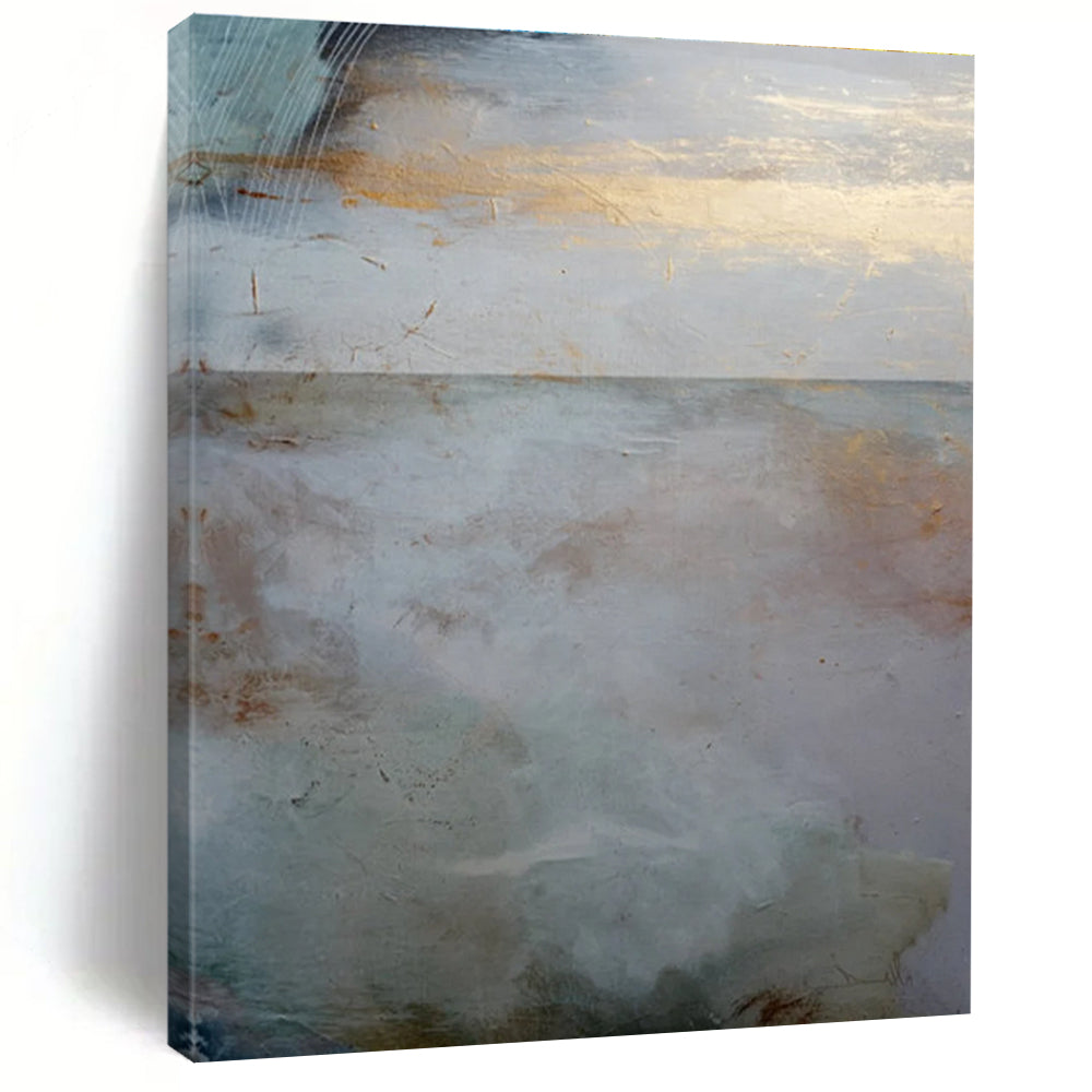 Coastal Abstract with Gold and Soft Tones Painting ADGE173