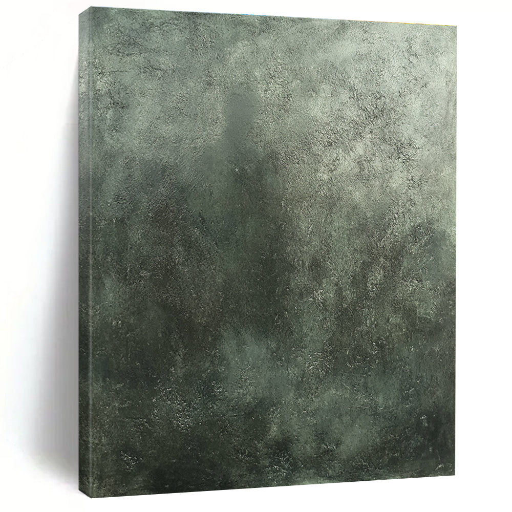 A large abstract painting featuring dark gray concrete texture with subtle greenish tones inspired by Beksiński and Frazetta's styles.STSC1290